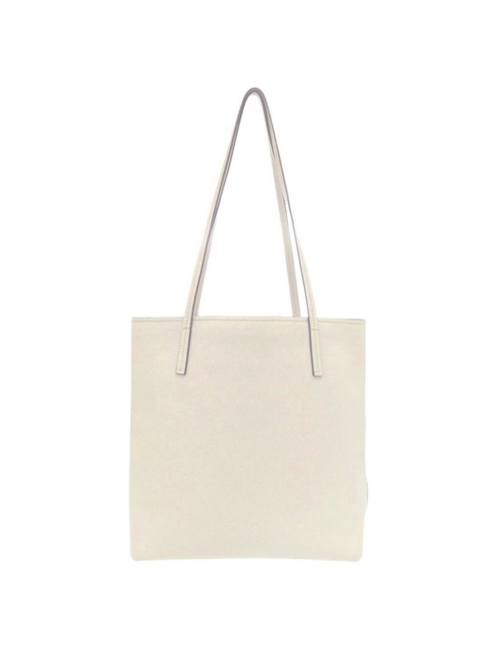 Prada Triangle Logo Plato Tote Silver Saffiano Leather White Shoulder Bag - Picture 2 of 9